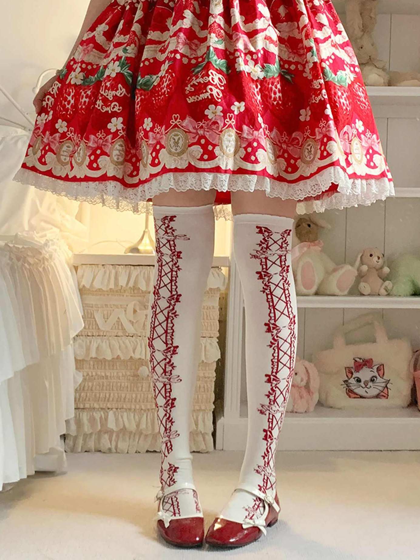 Lolita Sweet Bow Print Mid-Calf Warm Socks LE9009