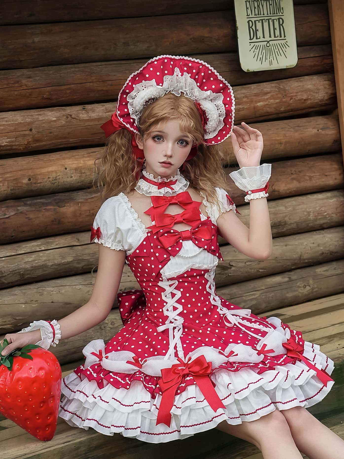 Vintage Polka Dot Lolita Halter Red OP Dress