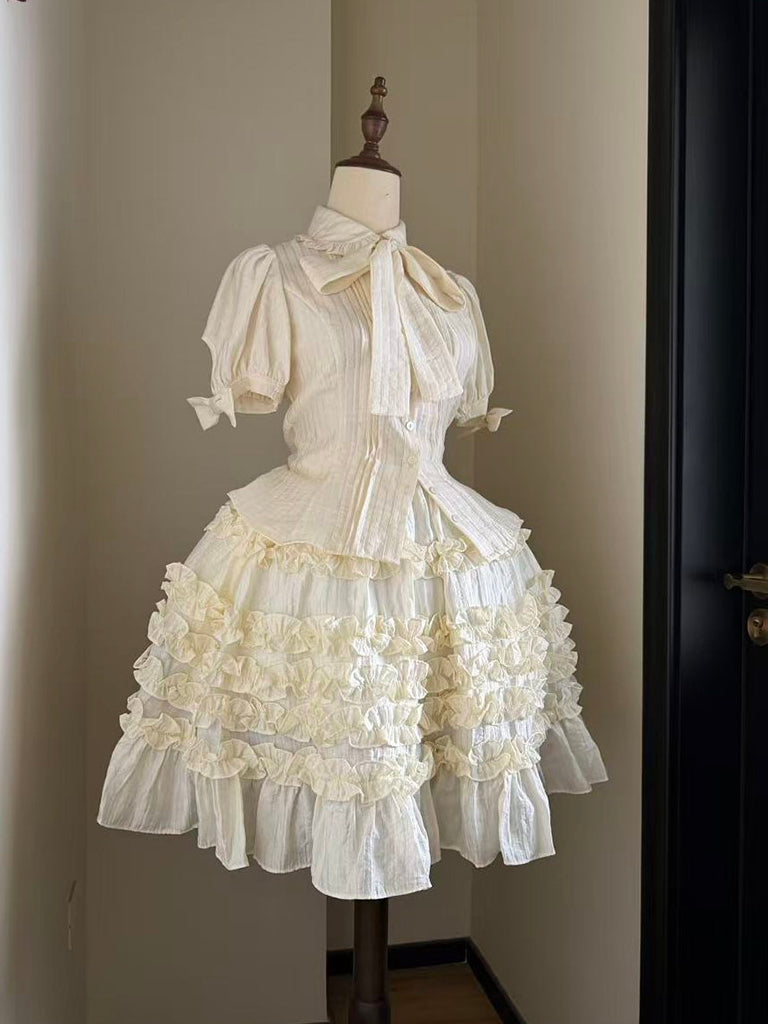 Mist Veil Sweet Cake‑Layer Lolita Mini Skirt