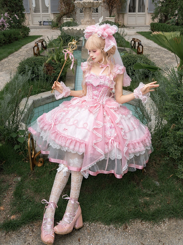 Dreamy Daydream x Barbie Collab Lolita Heart‑Embroidered JSK Dress