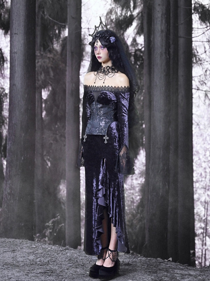 Lunar Ritual Gothic Long-sleeve Dress