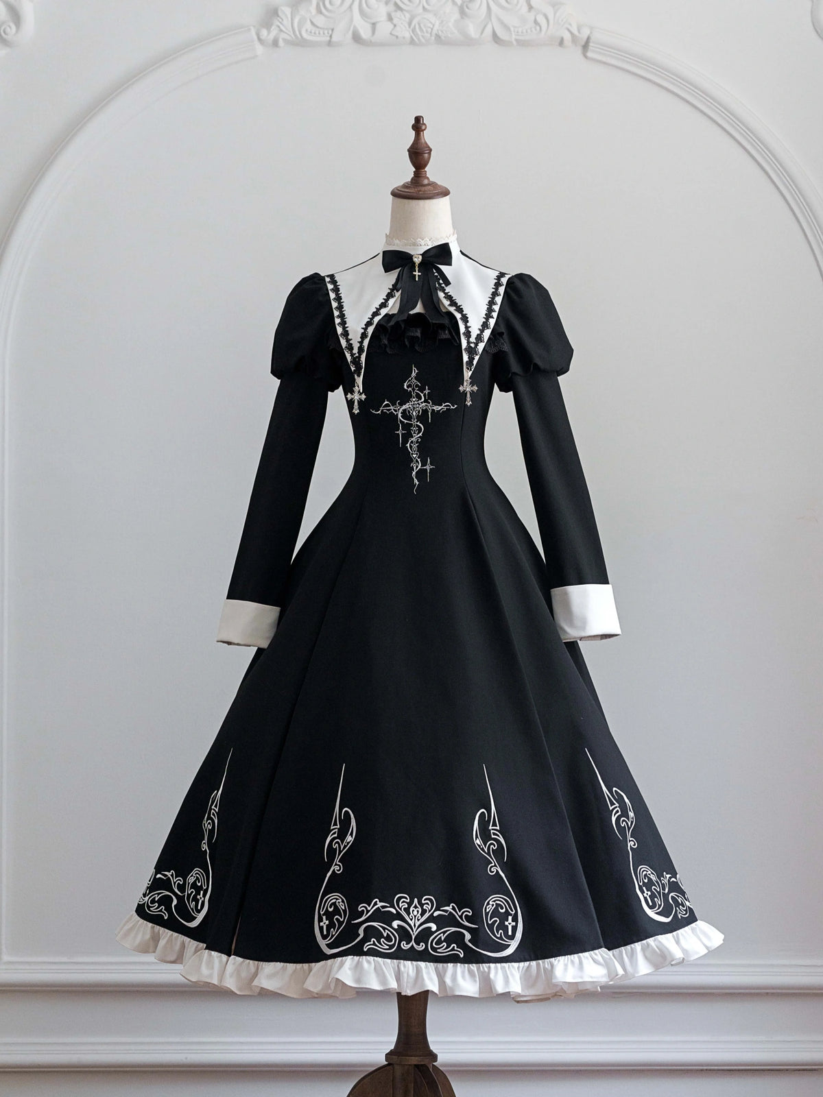 Nightfall Judgment Lolita Gothic‑Style Embroidered Long & Short OP Dress