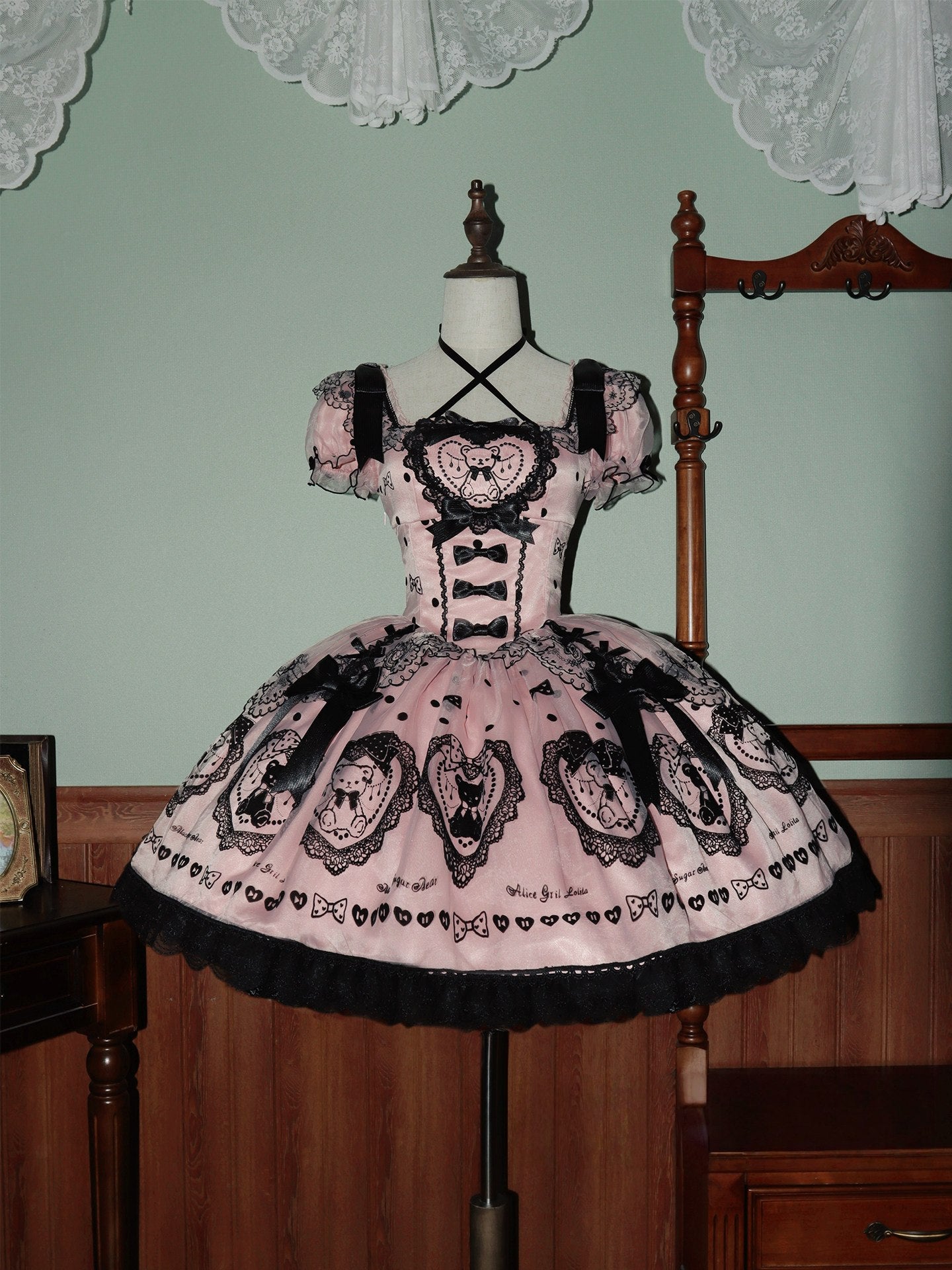 Black Sugar Bear Lolita Pink Dress