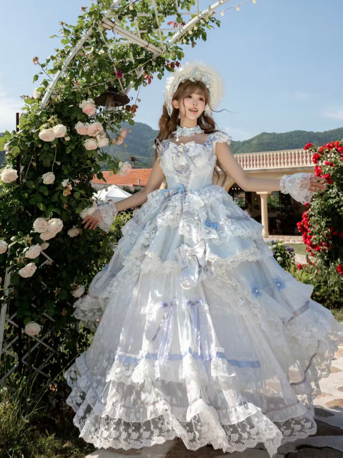 Anna's Ball Light Pink Light Blue Classic Ballet Lolita JSK