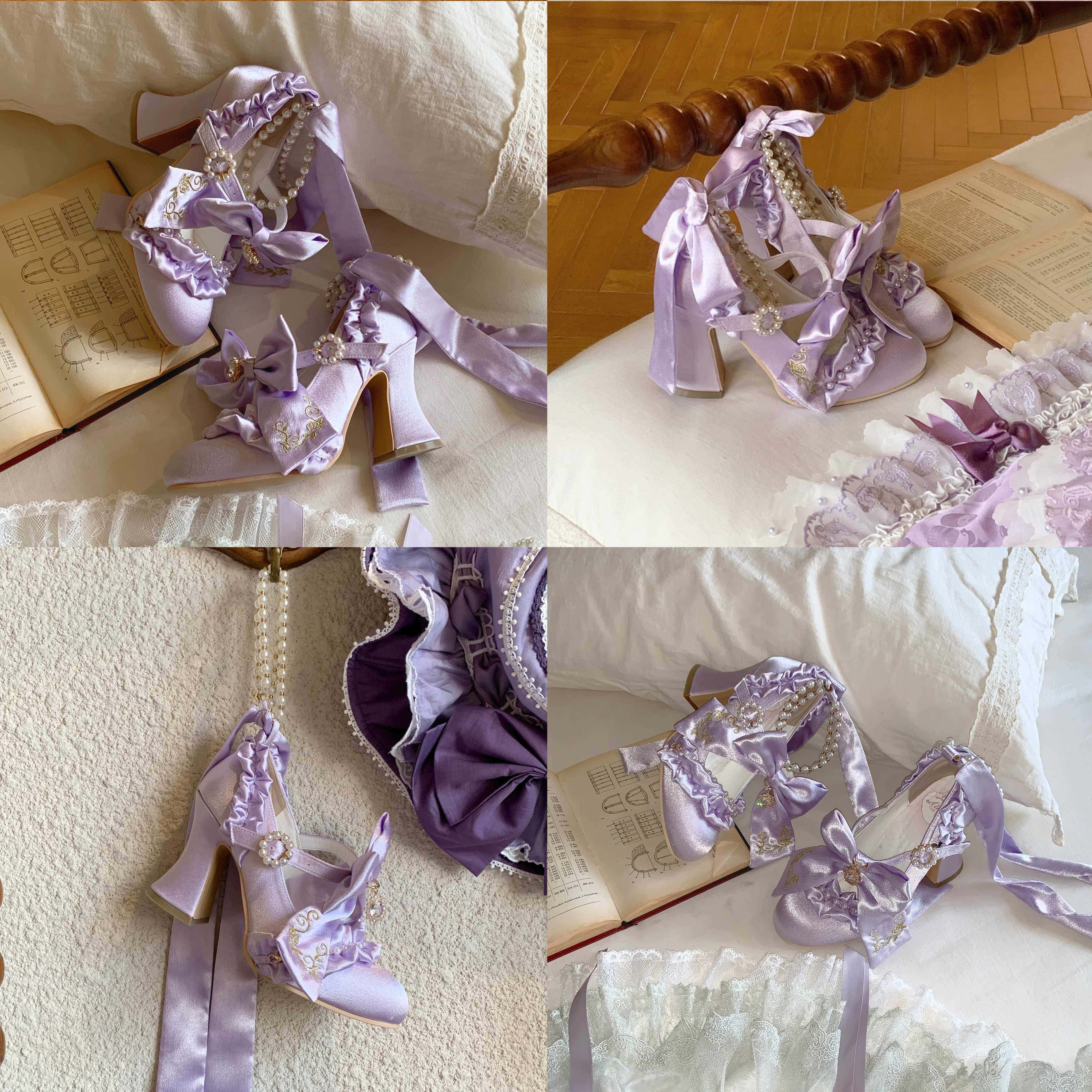 Ribbon Hymn 1.0 Lolita Vintage Heavy Craft Bridal Heels
