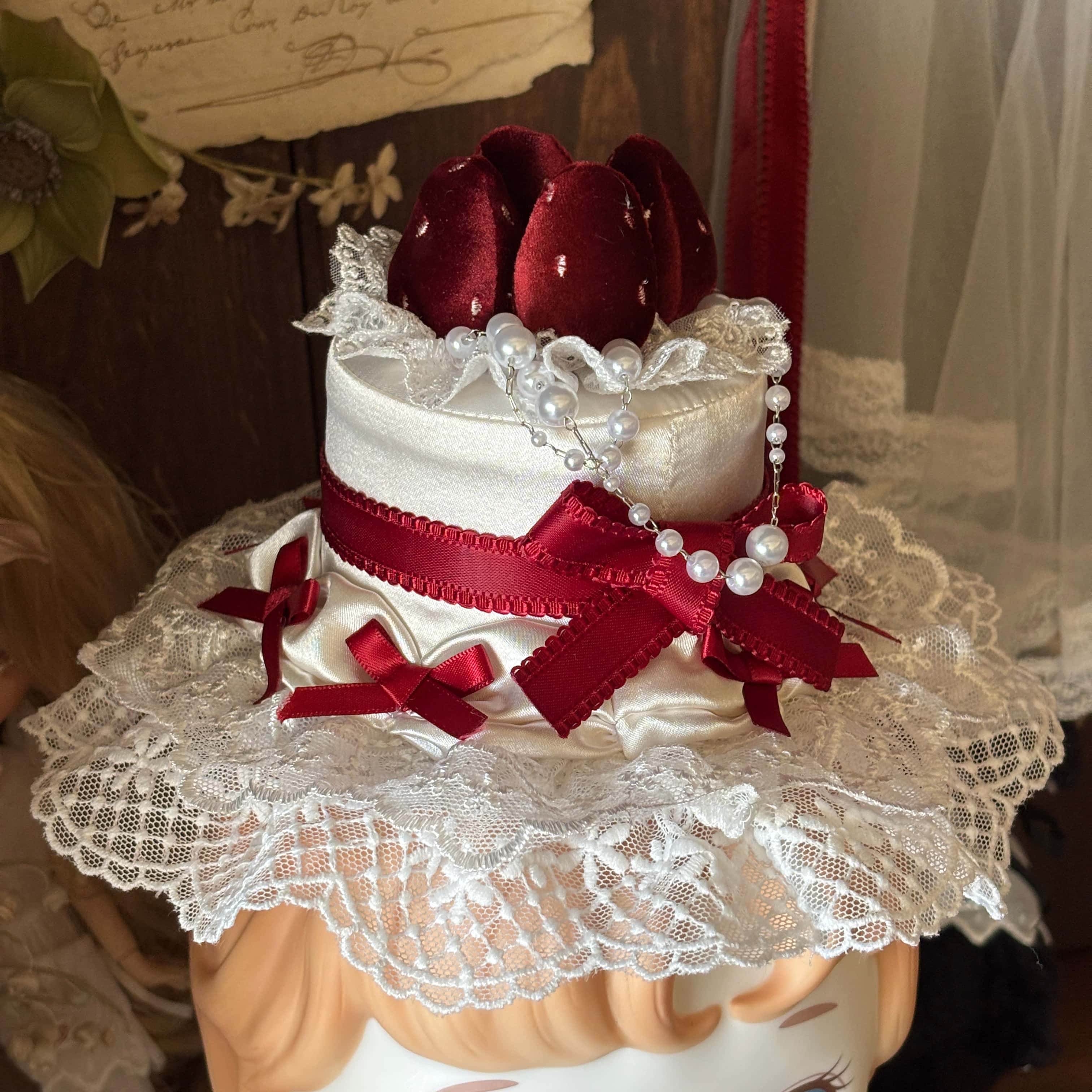 Paria Cream Strawberry Satin Lolita OP Dress