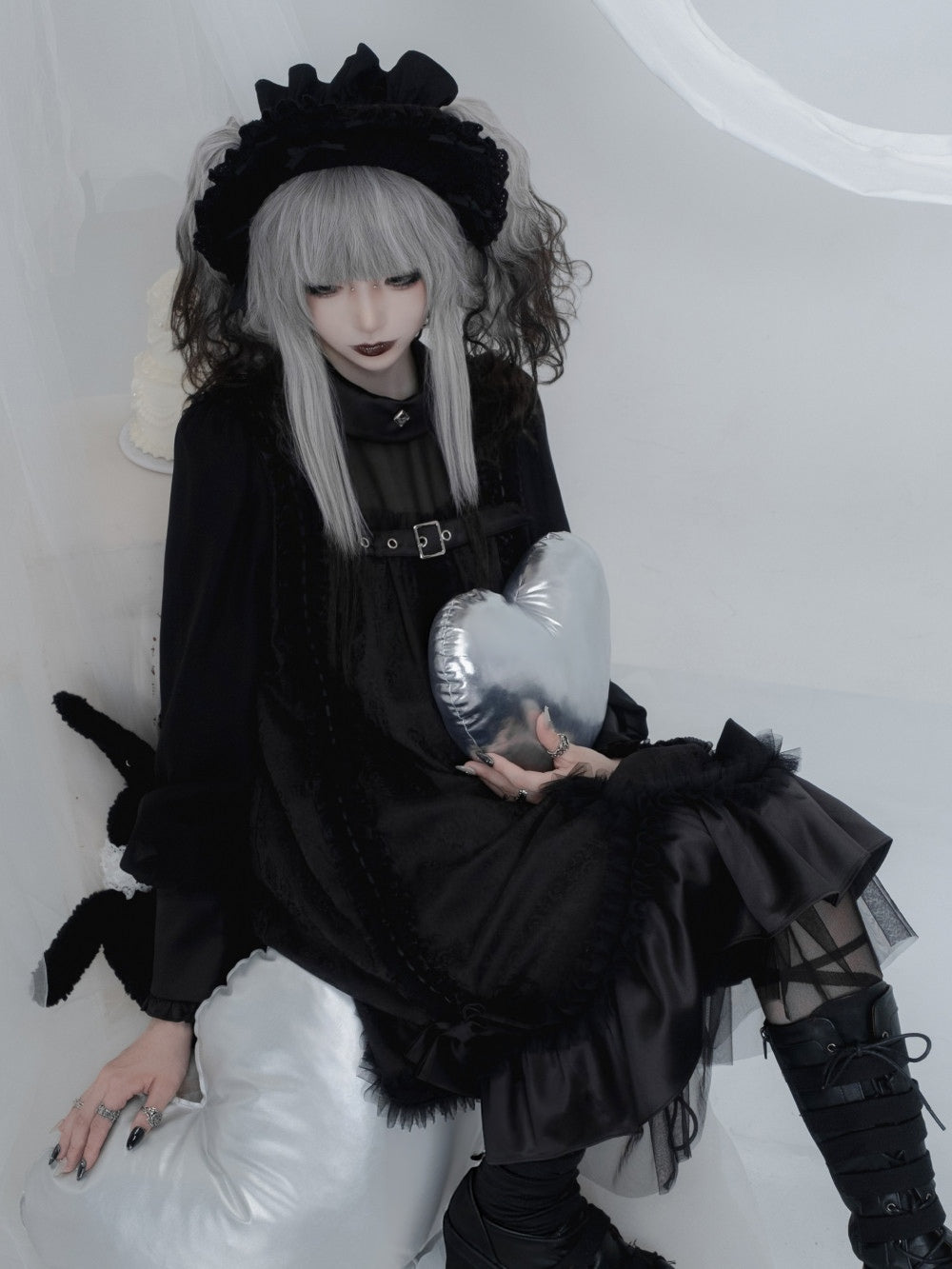 Tin Doll Black & White Gothic Lolita Lace Dress