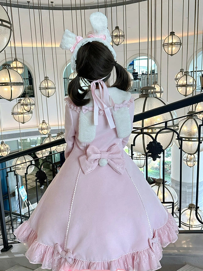 Nico Rabbit Lolita Original Autumn & Winter Sweet Style Pink Woolen Coat Outerwear