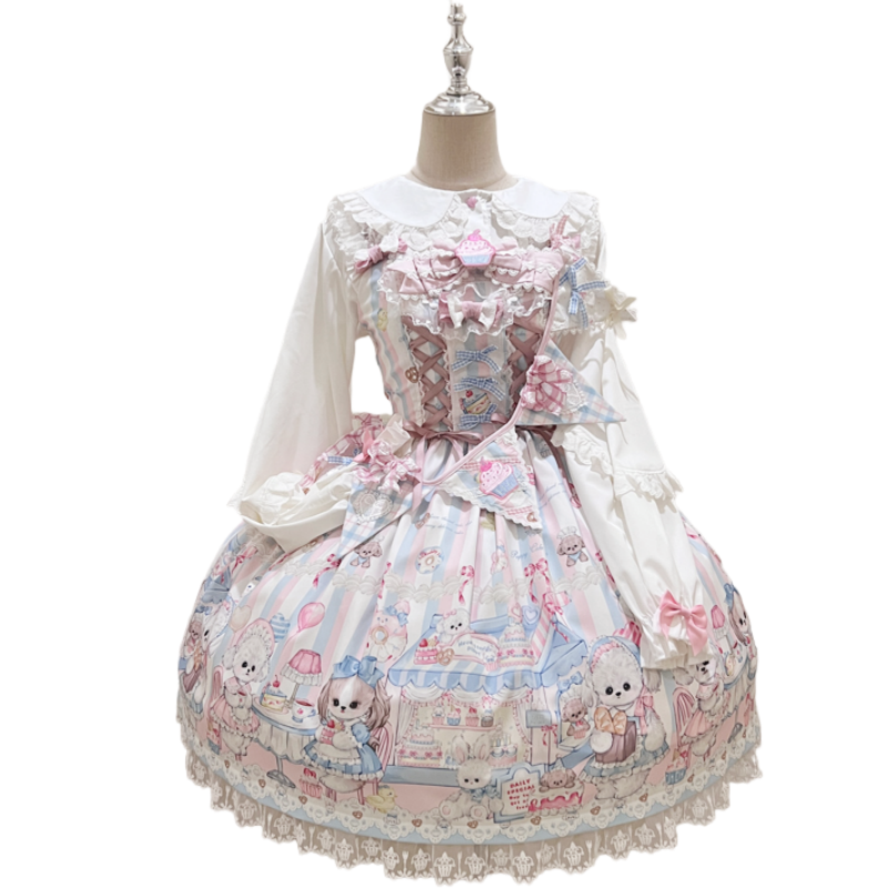 Kawaii Lolita Puppy Print JSK Dress LS1007