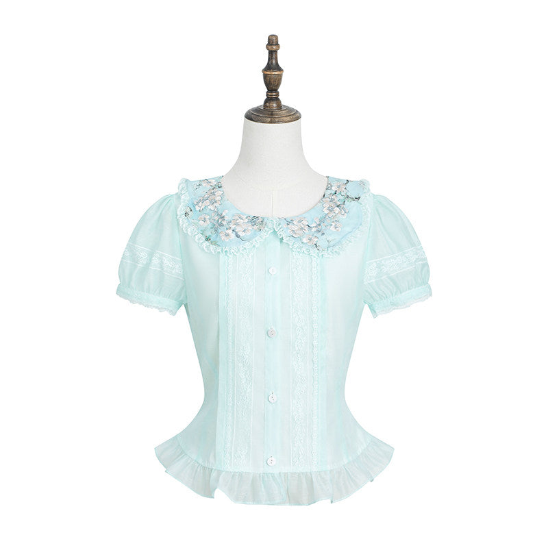 Apricot Blossom Shadow Pink & Blue Black Hanfu Lolita JSK Set