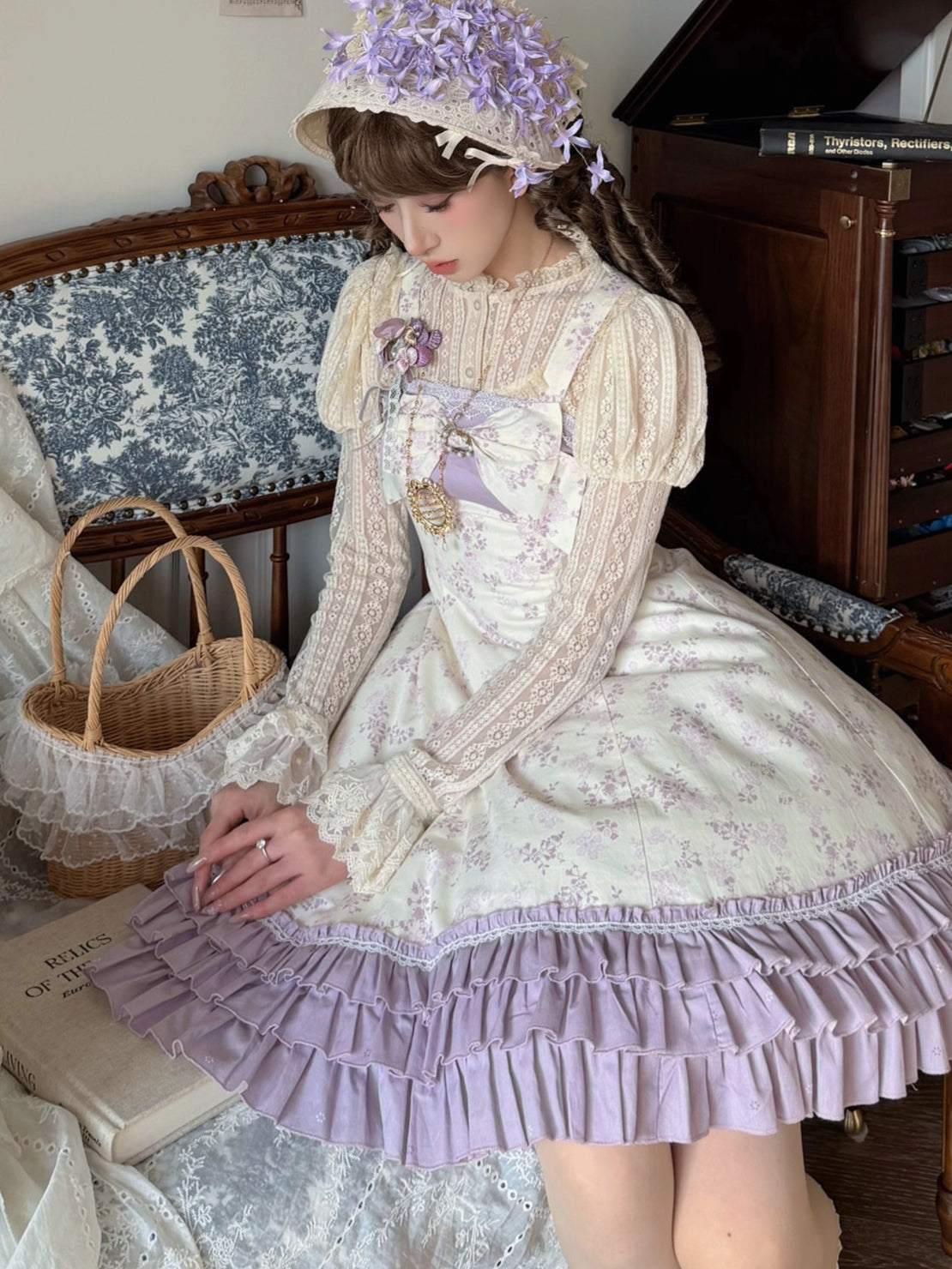 Rose Spring Romance Pink Green Floral Classic Lolita JSK Dress