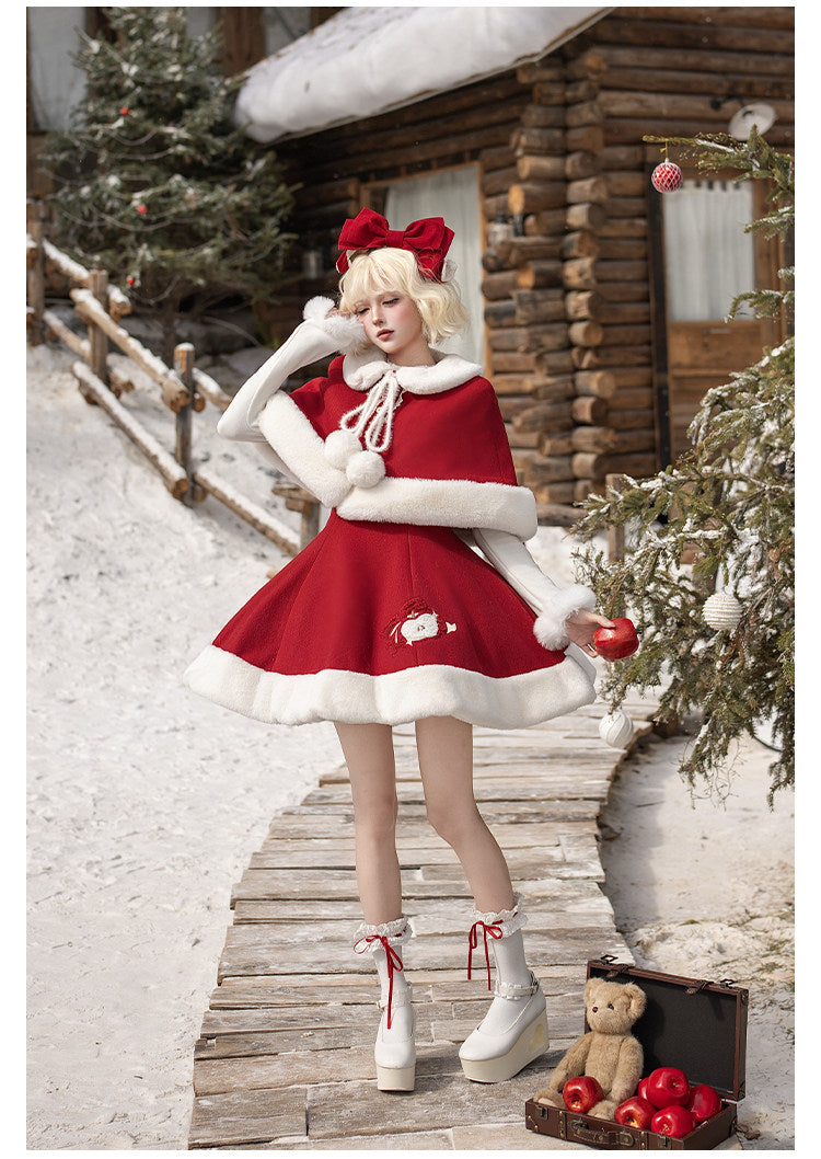 Peace Apple Lolita Christmas New Year Winter Bustier JSK & Cape Set