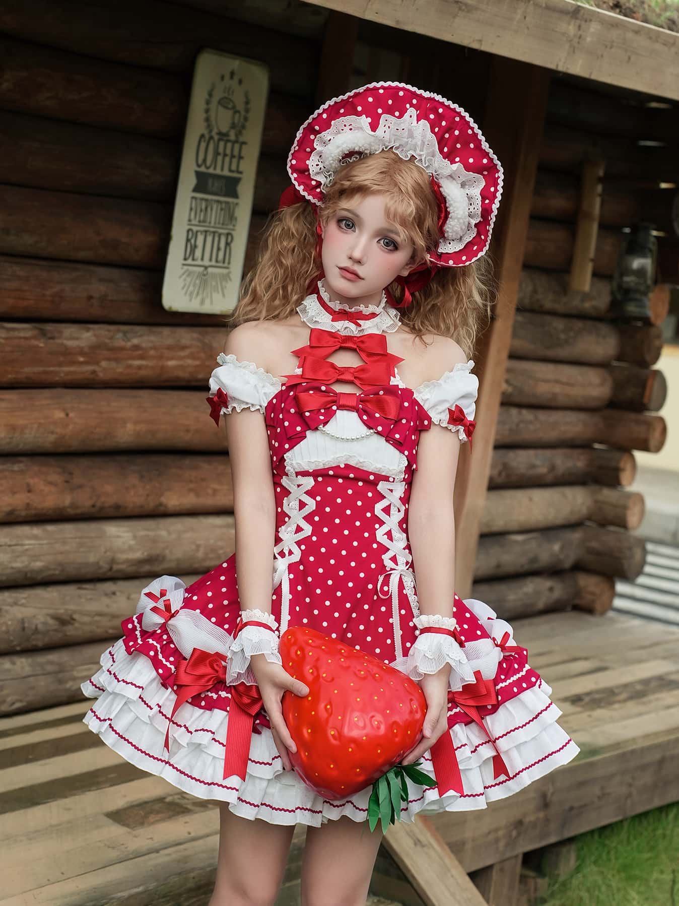 Vintage Polka Dot Lolita Halter Red OP Dress