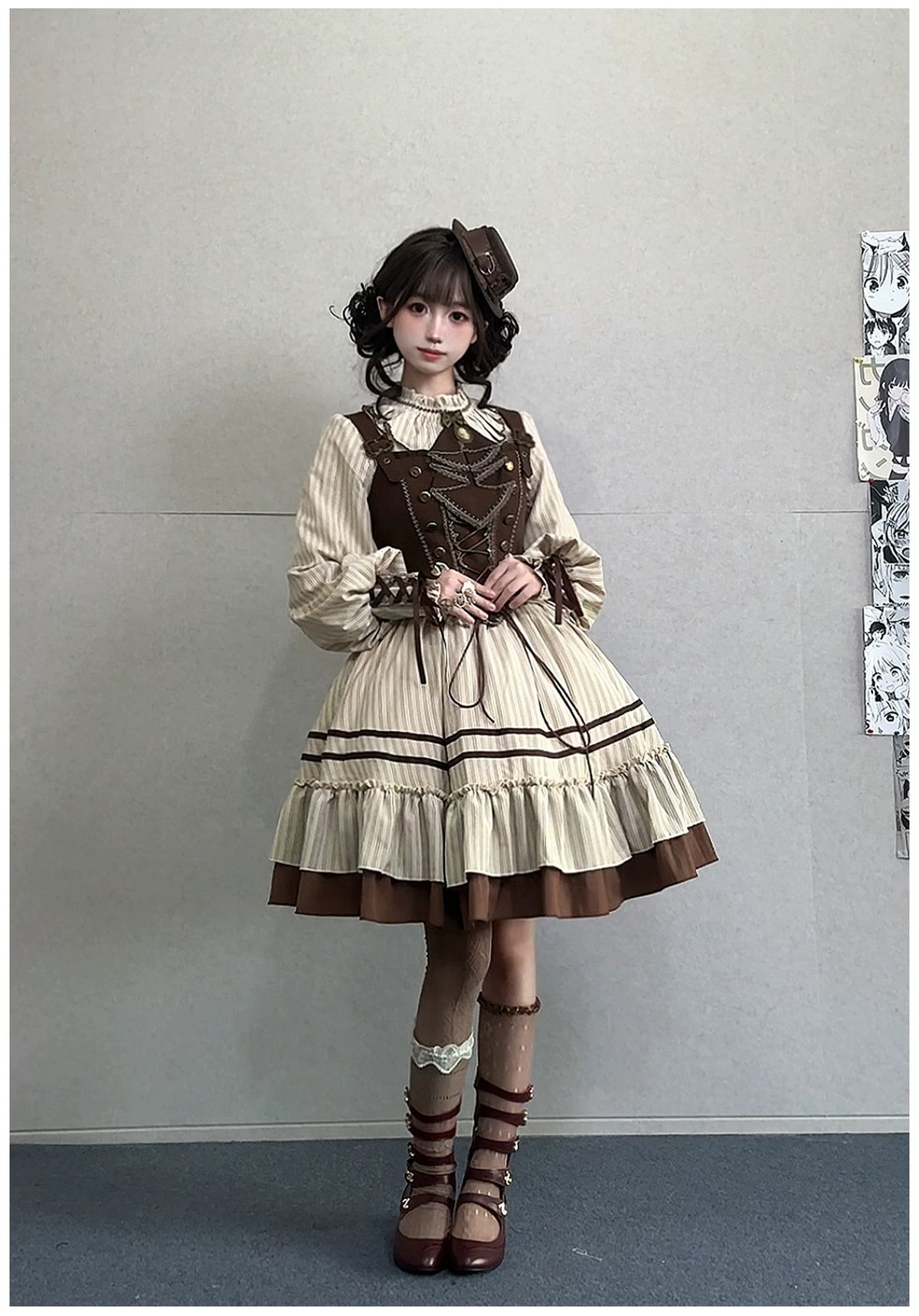 At Sunset Lolita  Ruffled Corset & Drape Panel OP Dress Set
