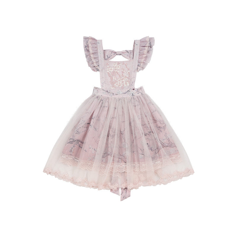 Apricot Blossom Shadow Pink & Blue Black Hanfu Lolita JSK Set