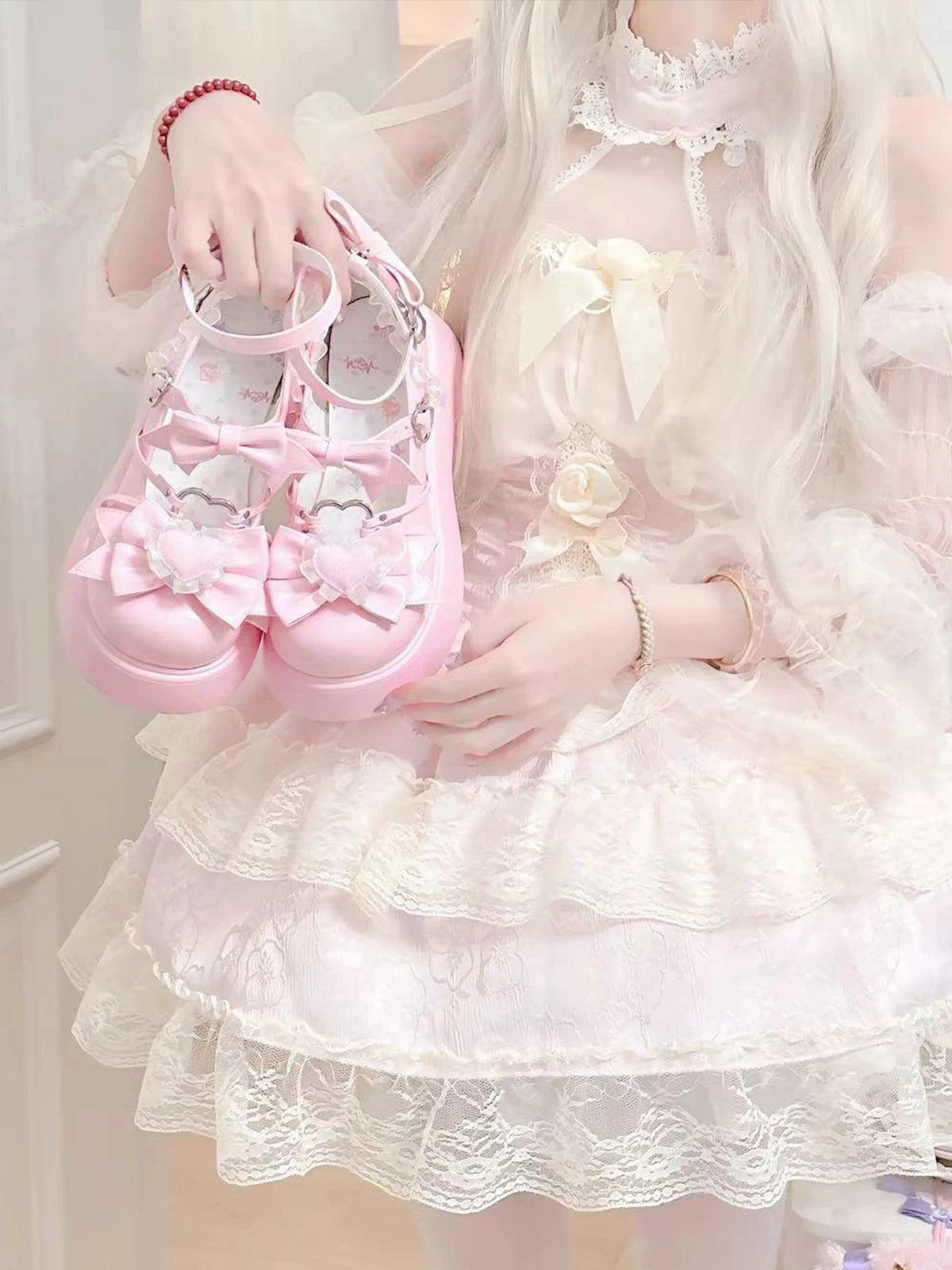 DokiDoki Sweet Lolita Platform Mary Jane Heart Buckle Bow Shoes