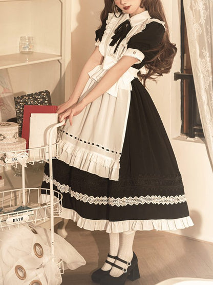 Lolita Halloween Black Gothic Maid Lolita Dress LE1038