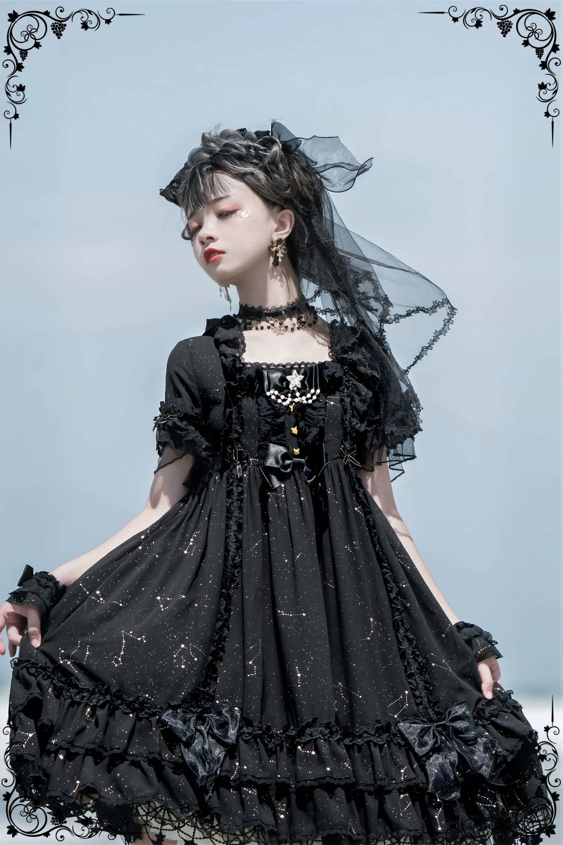 November Sakuya Gothic Constellation Short Sleeve Lolita OP