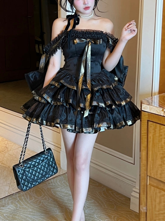 Princess Ribbon Formal Dress (Sweet Pink & Black) LFD0015