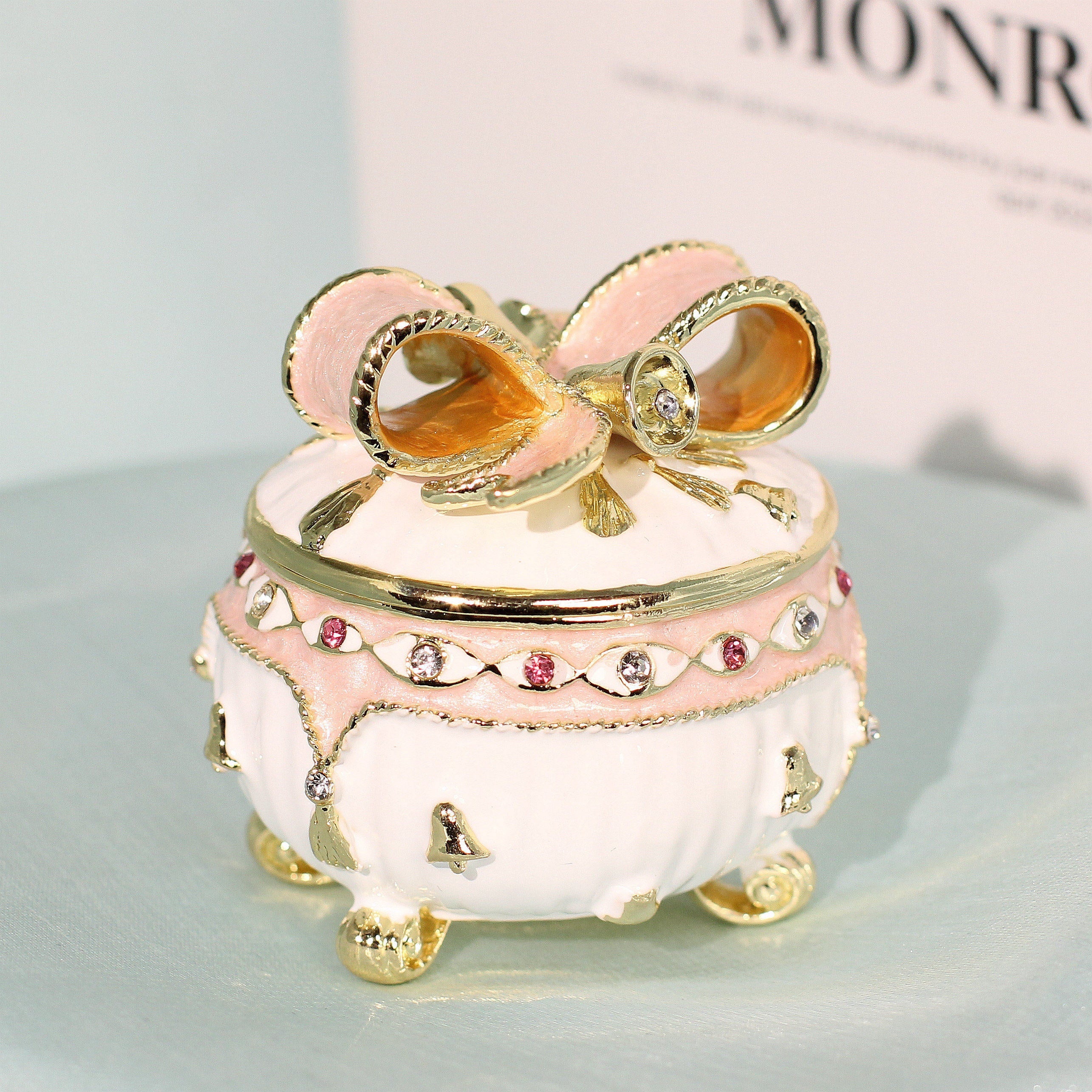 Bow-Shaped Enamel Jewelry Box Lolita Decor Gift