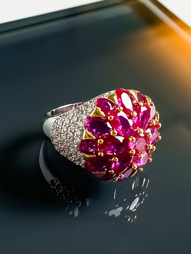 Fallen Petals Lolita Pink Crystal Gem Ring
