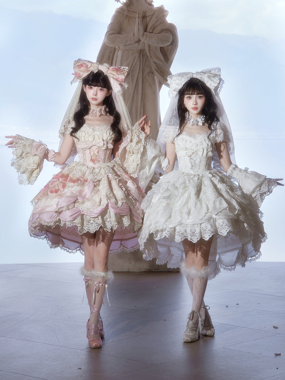 Peacock Feather SP Bridal Lolita White JSK Dress
