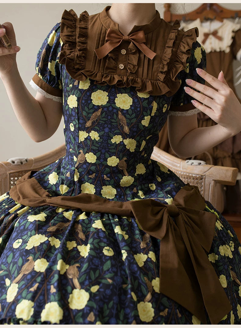 Faded Fairy Tale Picture Book Pastoral Style Lolita OP Dress