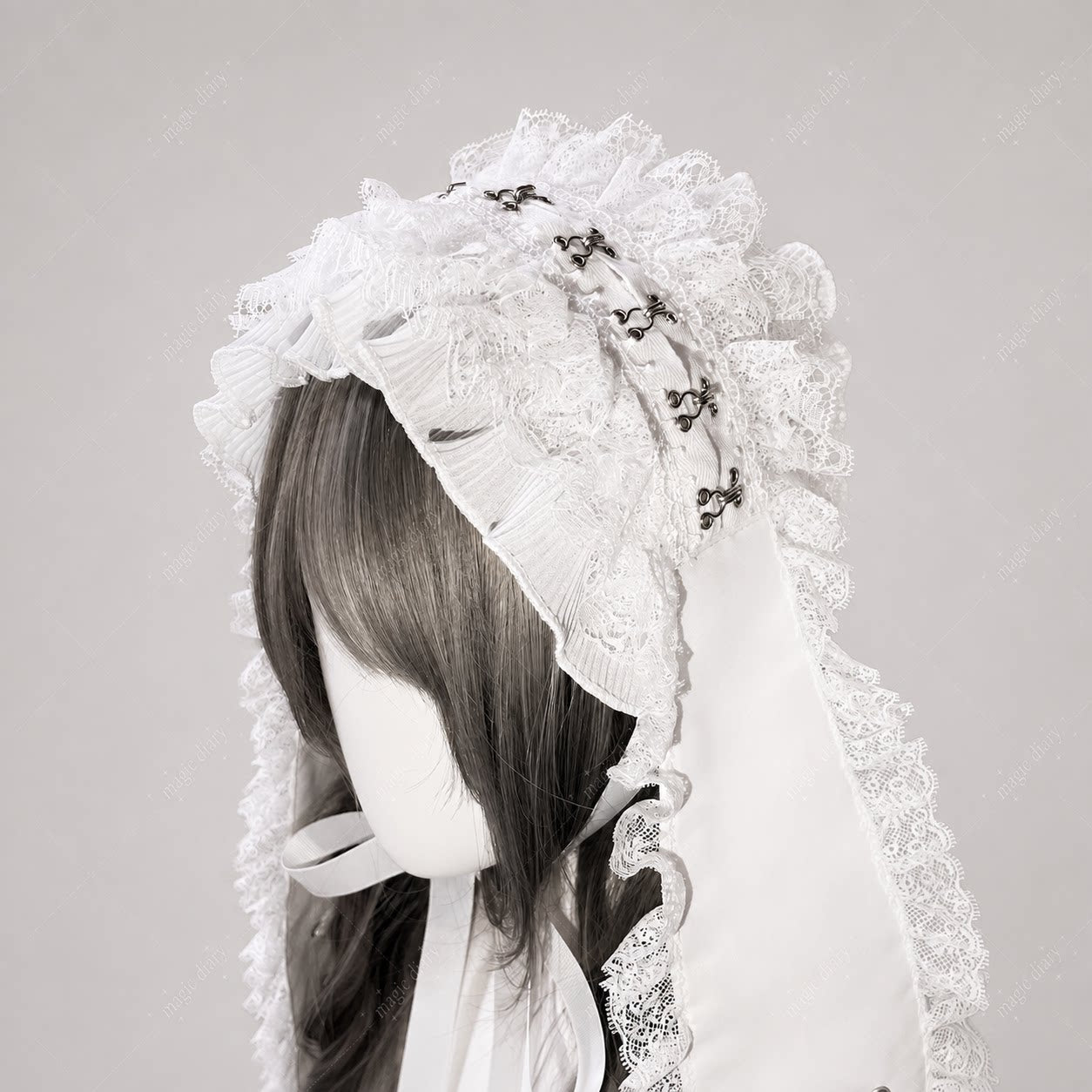 Long Ear Bunny Doll Lace Gothic Lolita Headband with Paw Heart Hair Clip