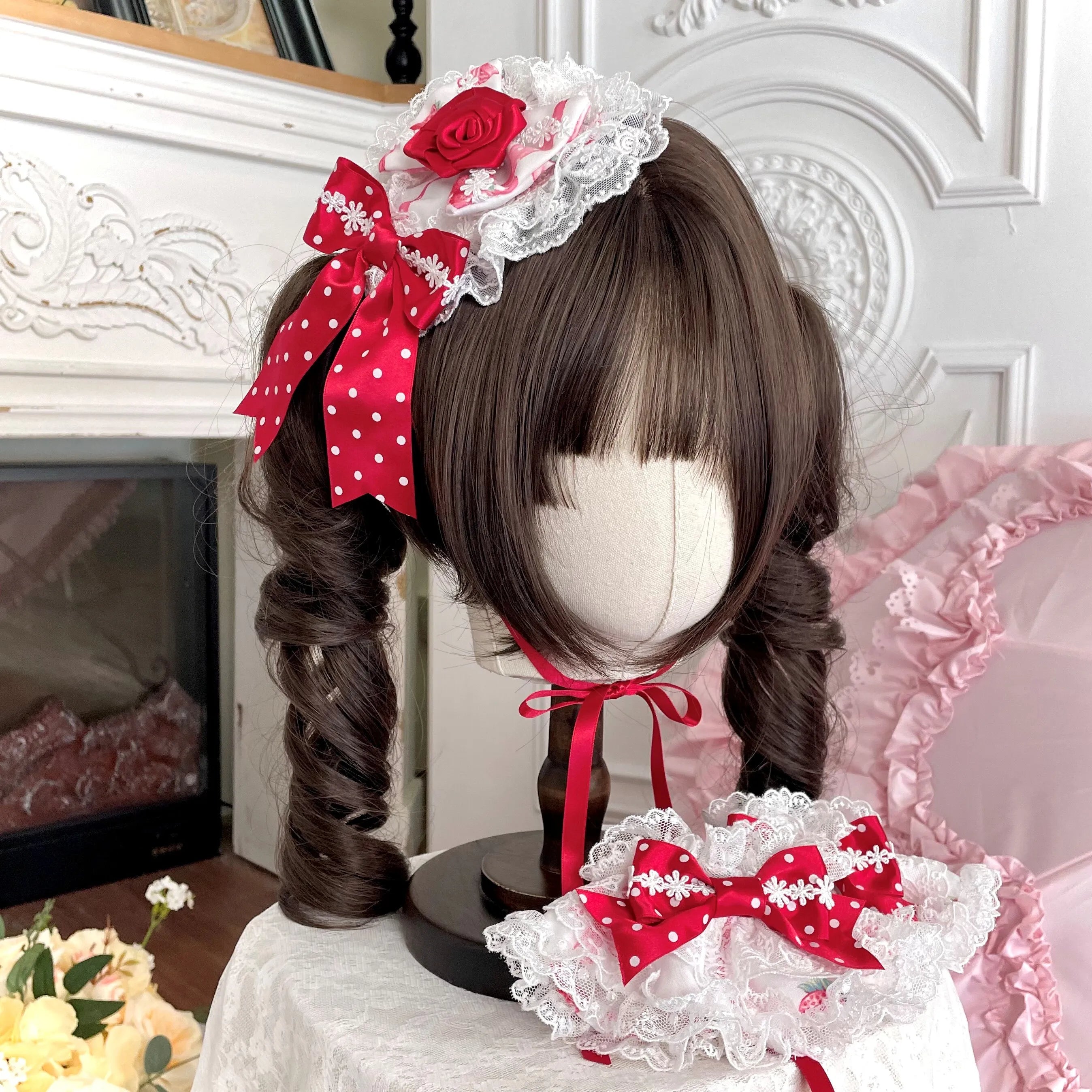 Deer Strawberry Garden Old-School Strawberry Print Lolita JSK Accessories
