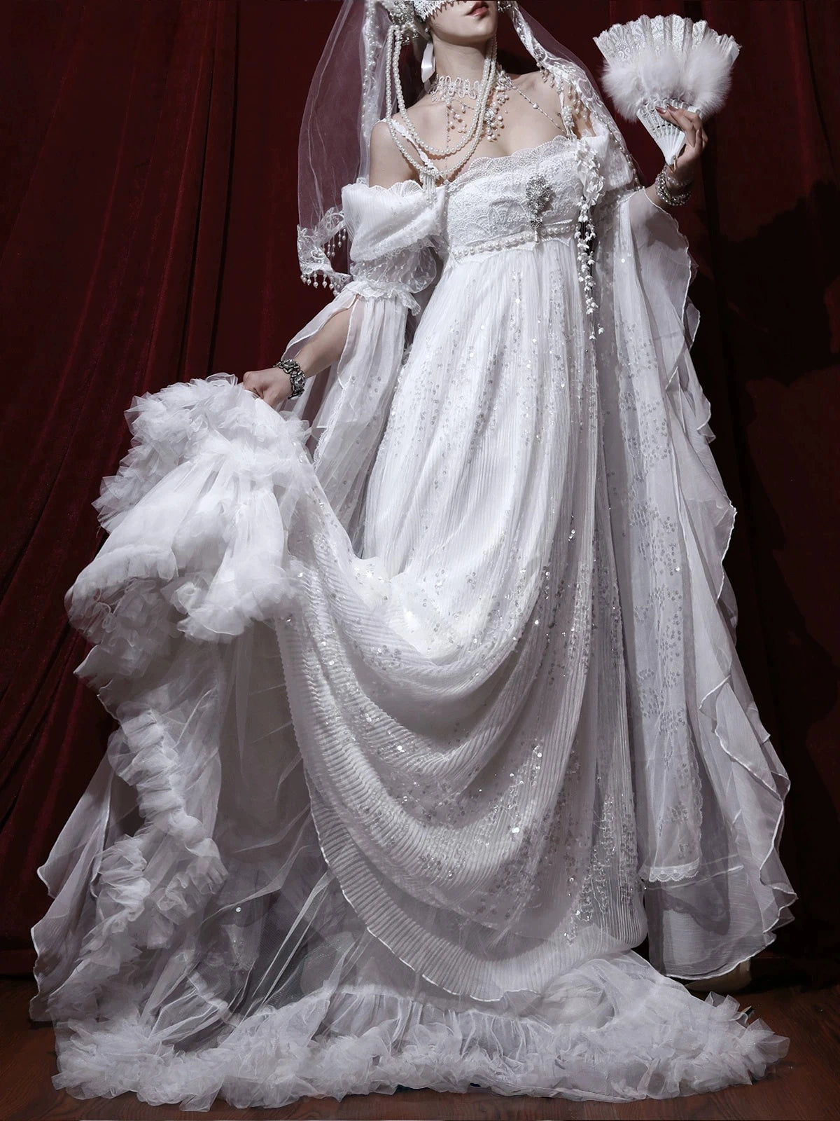 Bright Moonlight Lolita Empire Style Satin Long OP Dress