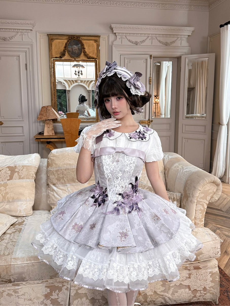 Little Lily Japanese‑Style Purple Lolita Embroidered Blouse & JSK Dress