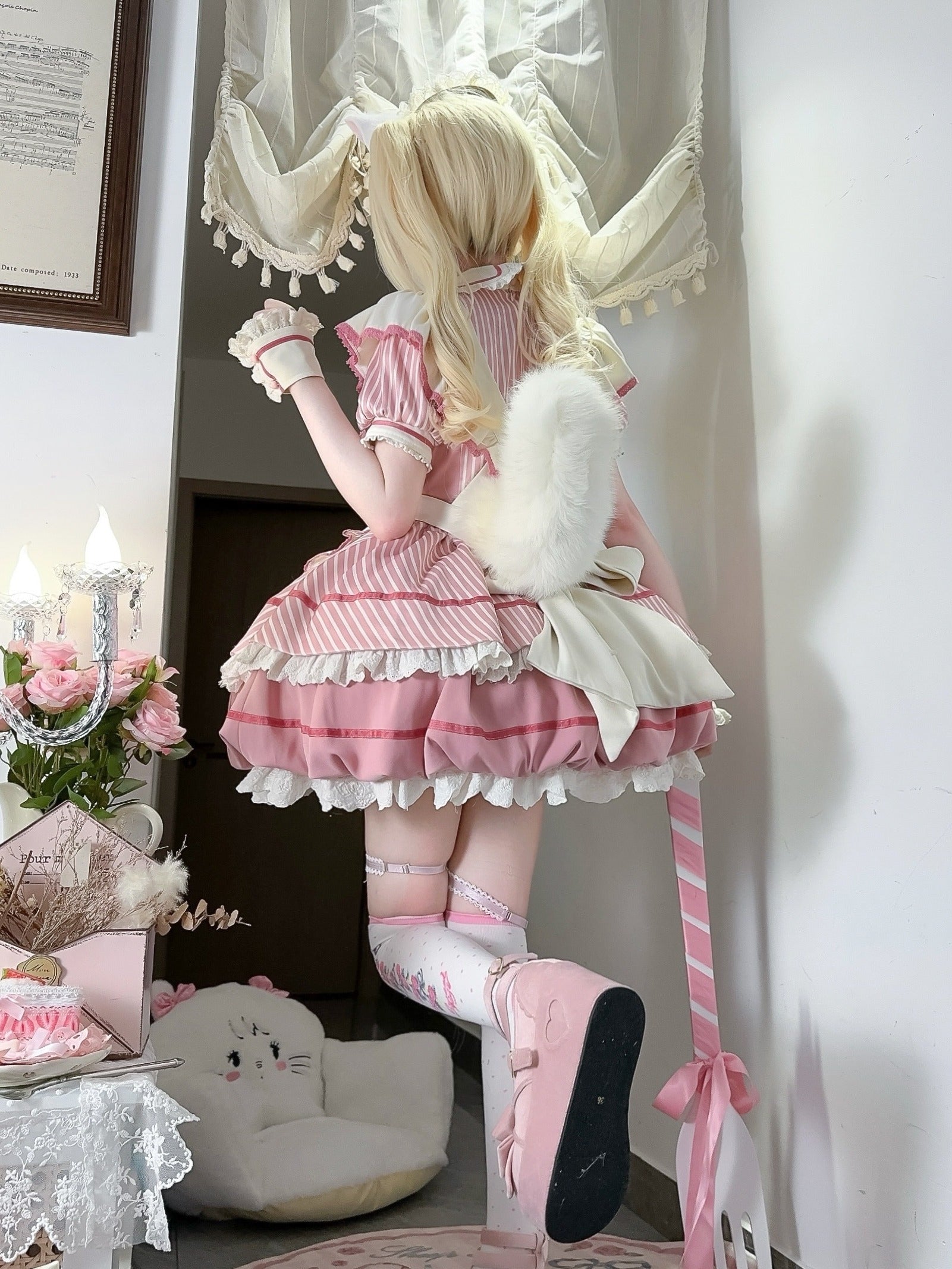 Berry Bubble Blossom Sweet Maid Lolita OP & Apron Set