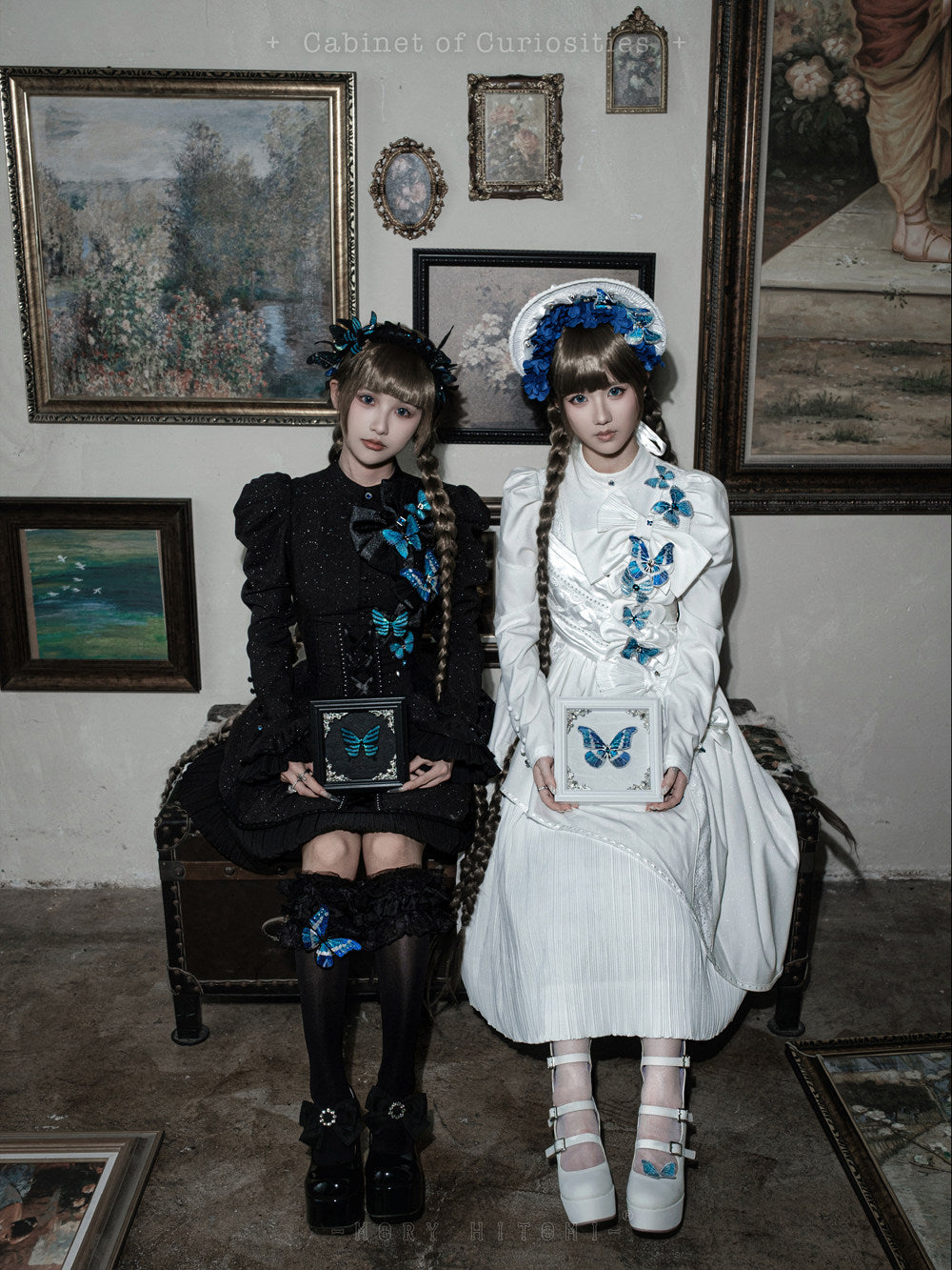 Cabinet Of Curiosities II Dark Gothic Butterfly Stand Collar Short OP Dress