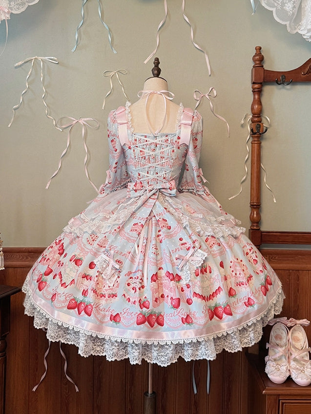 Strawberry Patissier Vintage‑Doll Aesthetic Lolita OP Dress