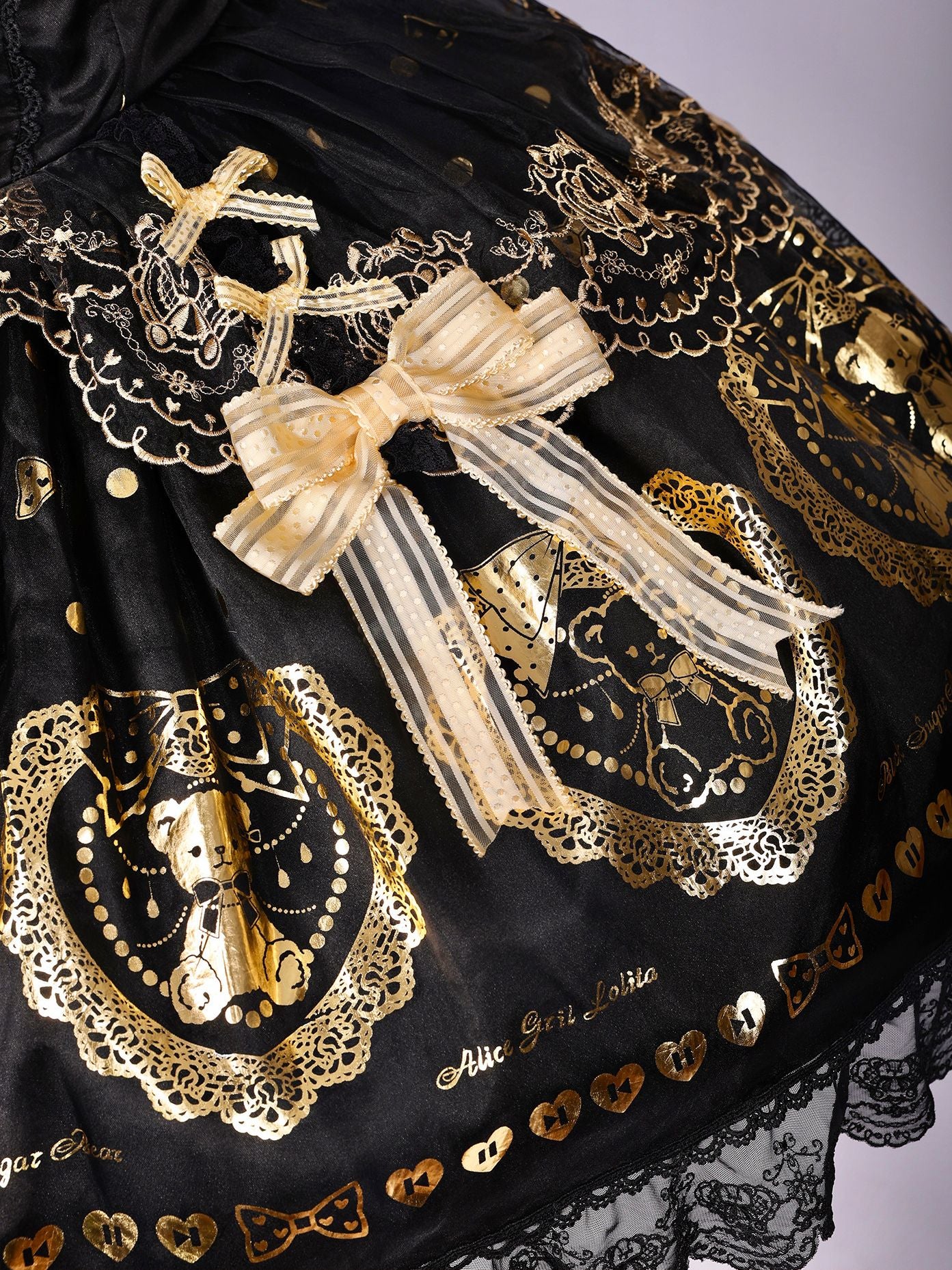 Black Sugar Bear Lolita Black & Gold Dress