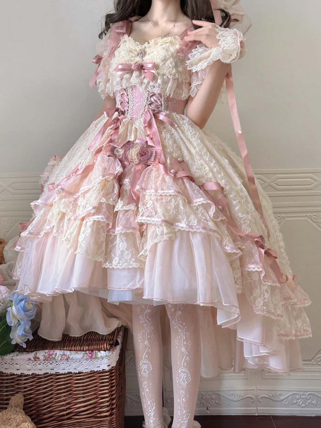 Lolita Cute Embellishment Rose Dress LS1011