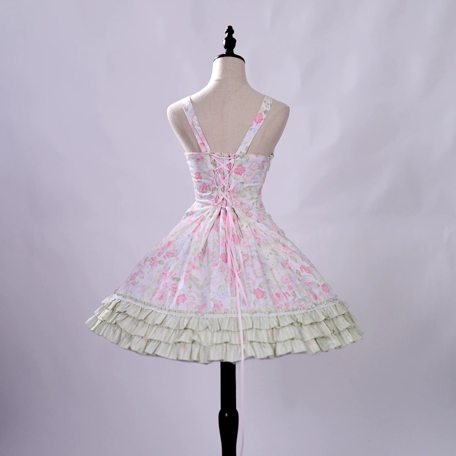 Rose Spring Romance Pink Green Floral Classic Lolita JSK Dress