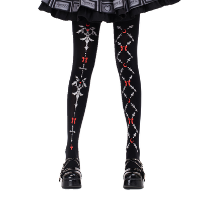 Gothic Lolita Velvet Print Tights LE9021
