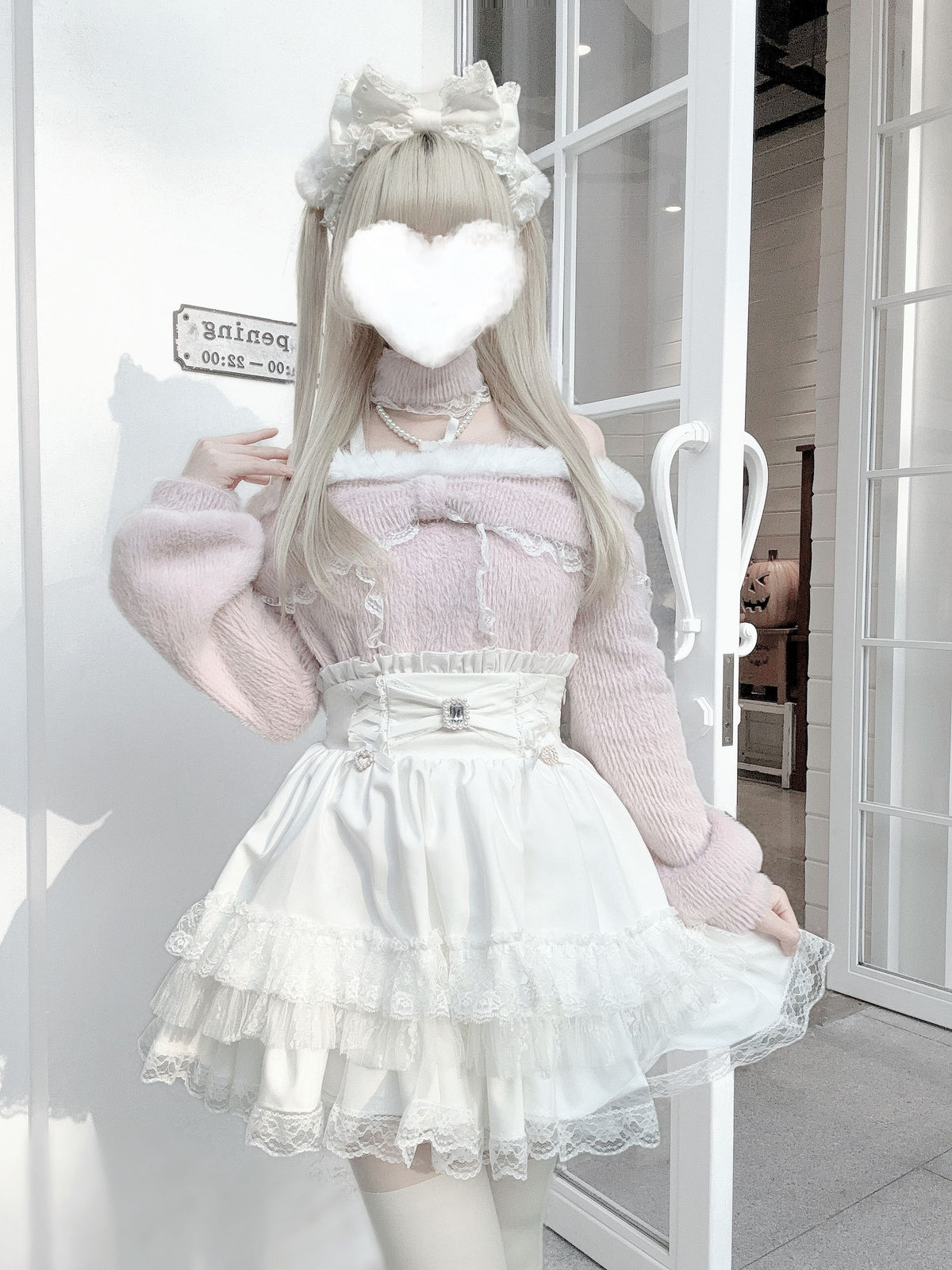 Lolita Fleece Lined Long Sleeve Warm Crop Top