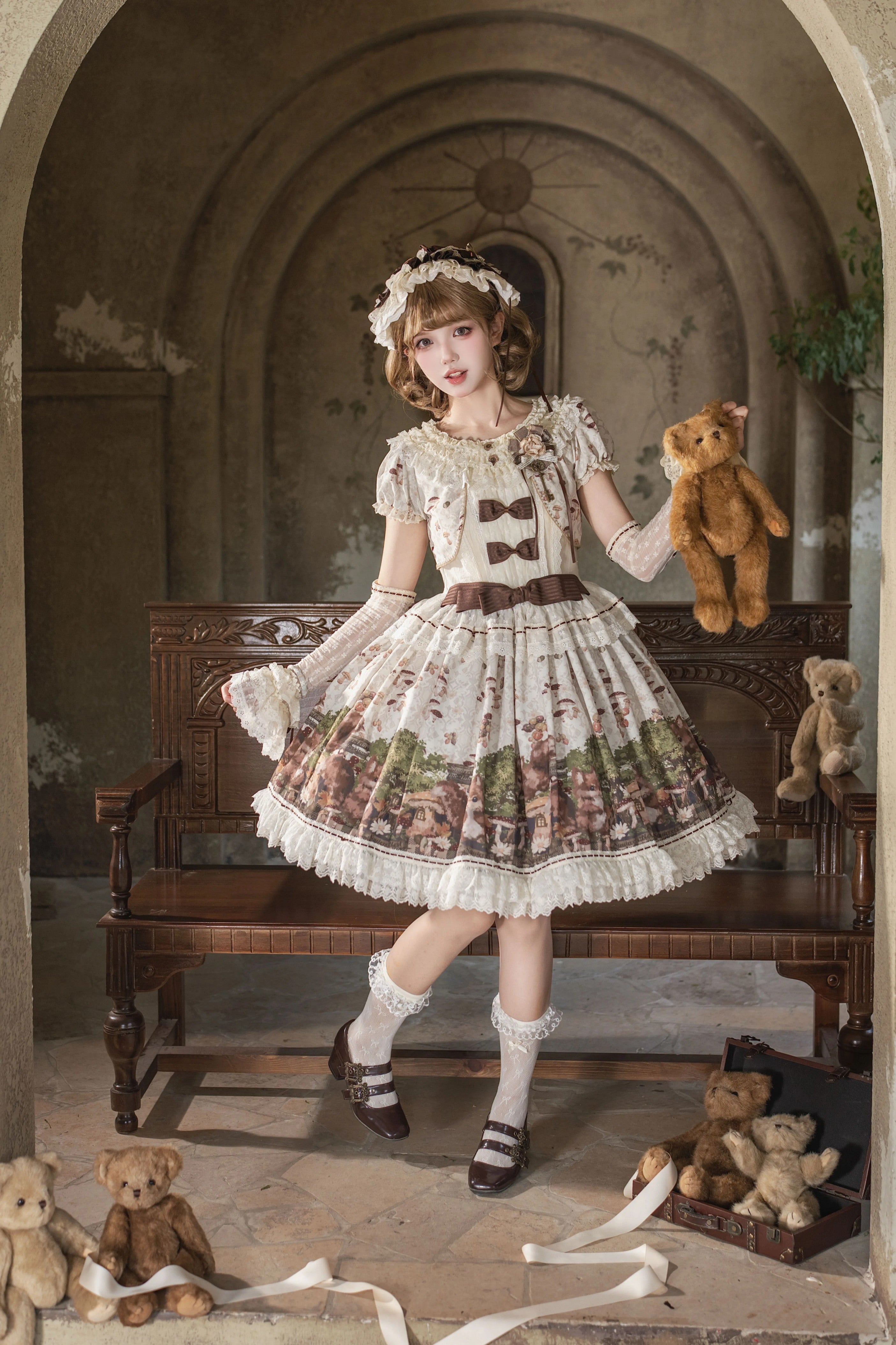 Magic Telegram Squirrel Fairytale Cottage Lolita Short OP