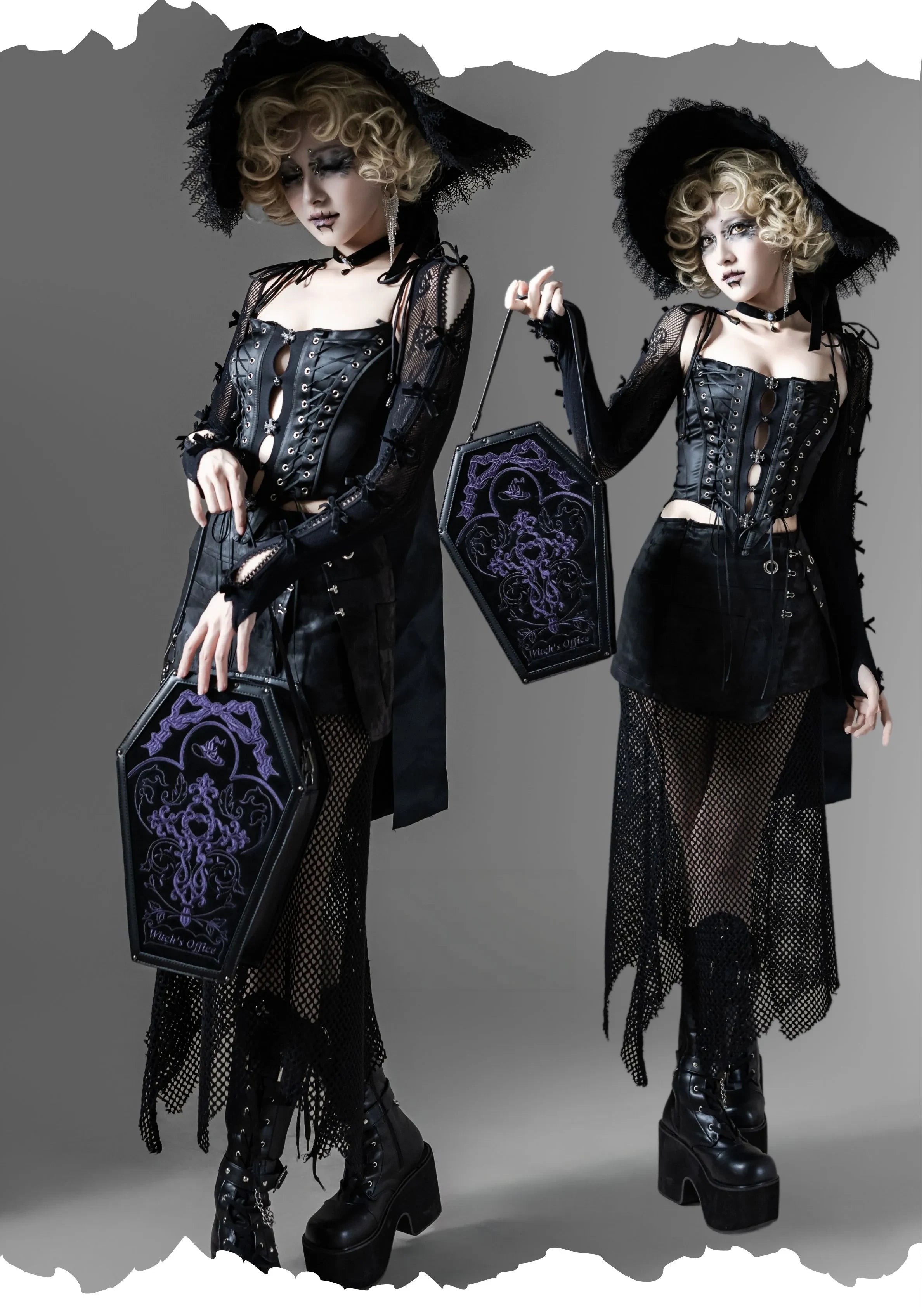 Witch's Office Gothic Coffin Embroidery Bag