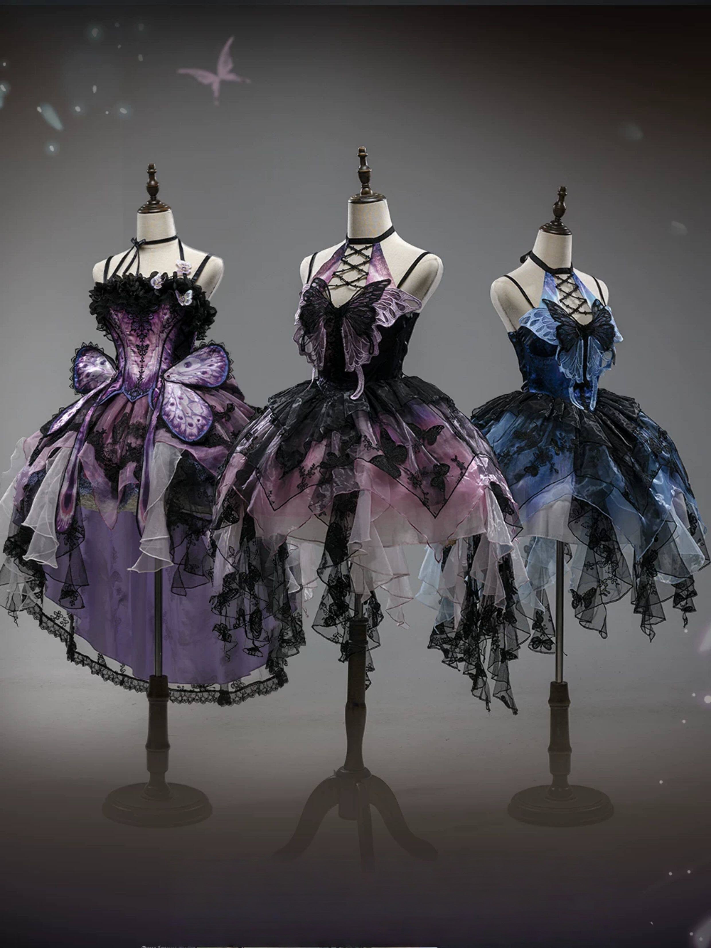 Dead Leaf Butterfly 1.0 Lolita Gothic Blue JSK Dress Set