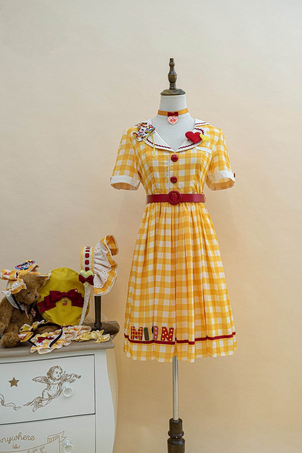 Cat Sweetheart American Retro Sweet Diner‑Style Lolita OP Dress