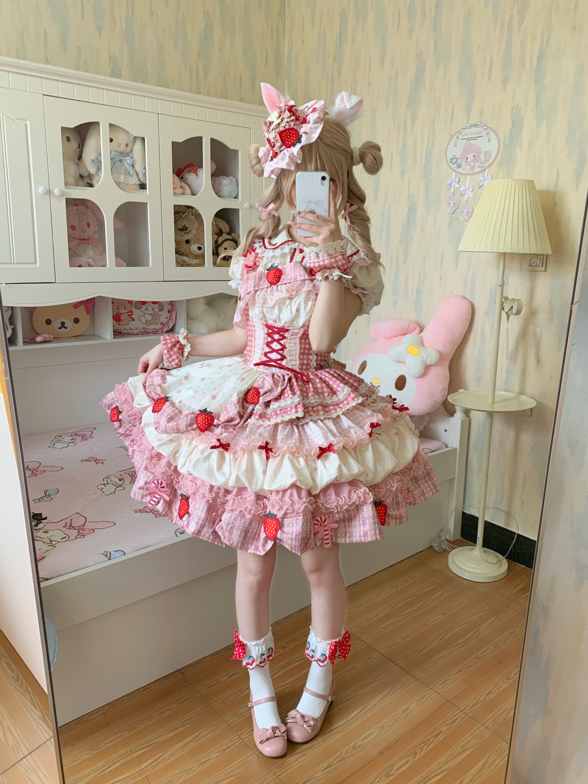 Cheese Strawberry Rose Lolita JSK Set