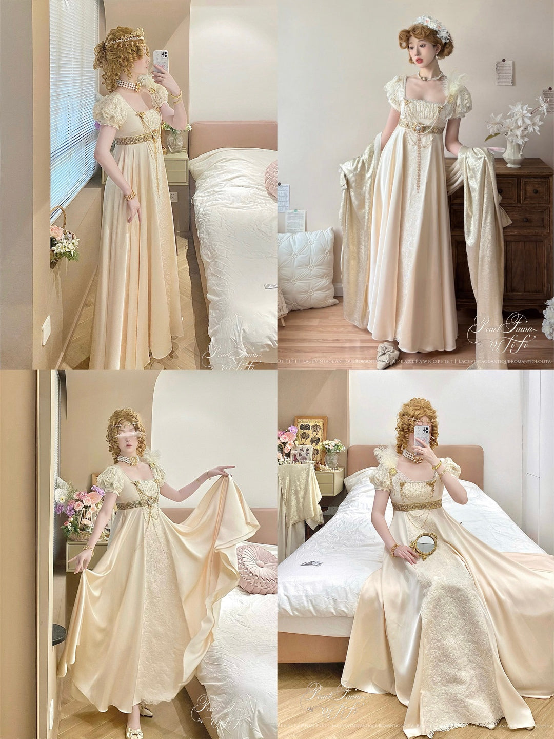 Austen Angel Wings Lolita Embossed Lace Satin Empire Dress