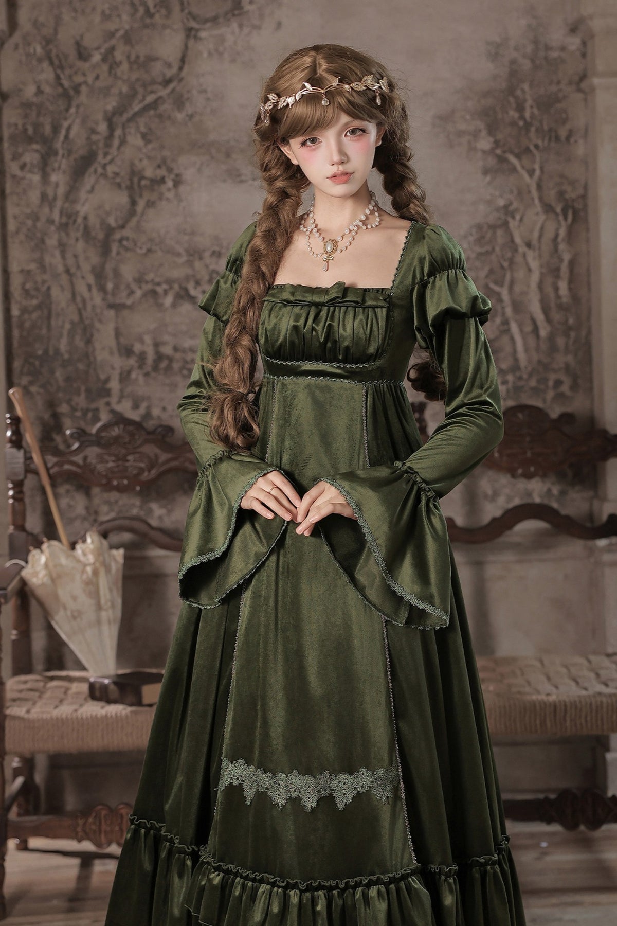 Candlelight Banquet Lolita Empire Waist OP Twin Dress