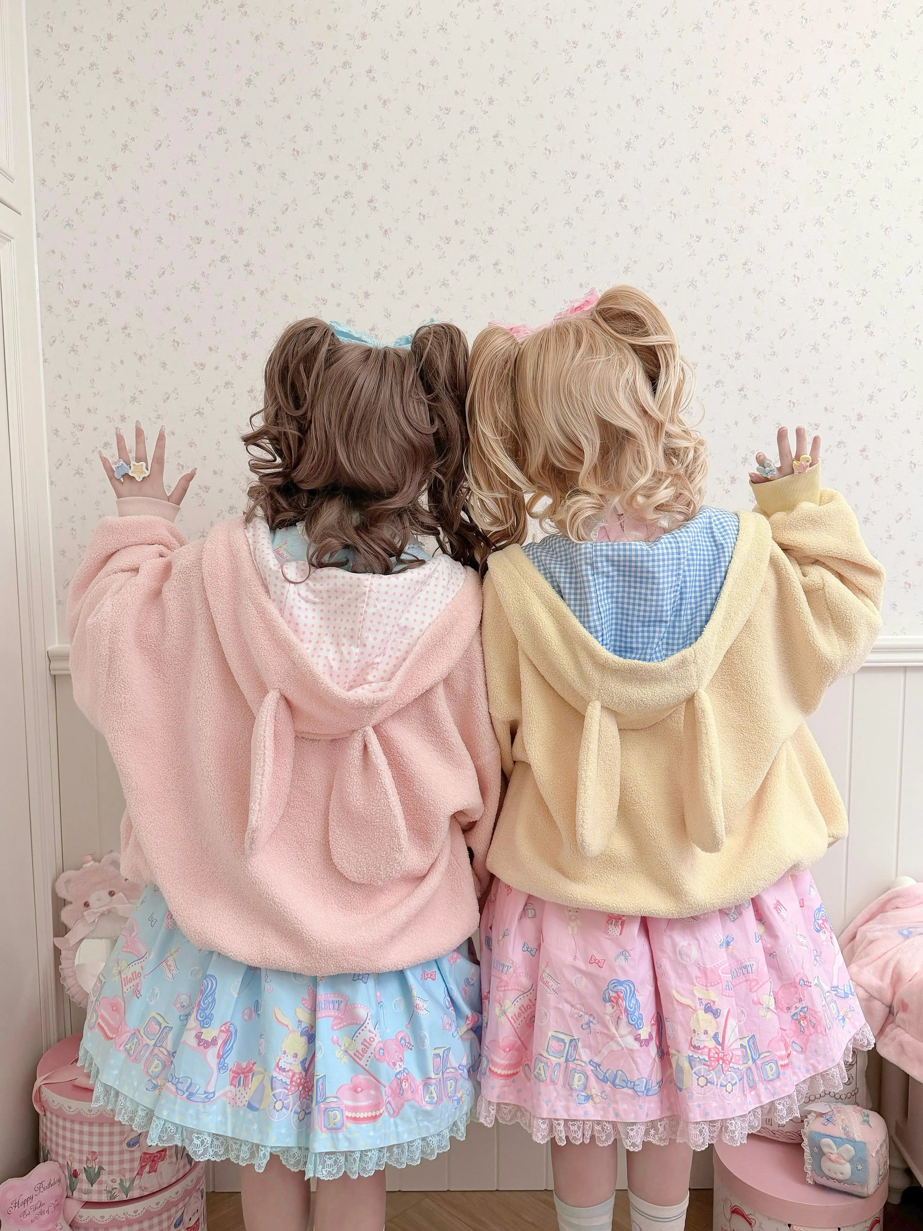 Plush Puppy Animal‑Ear Hooded Autumn & Winter Coat