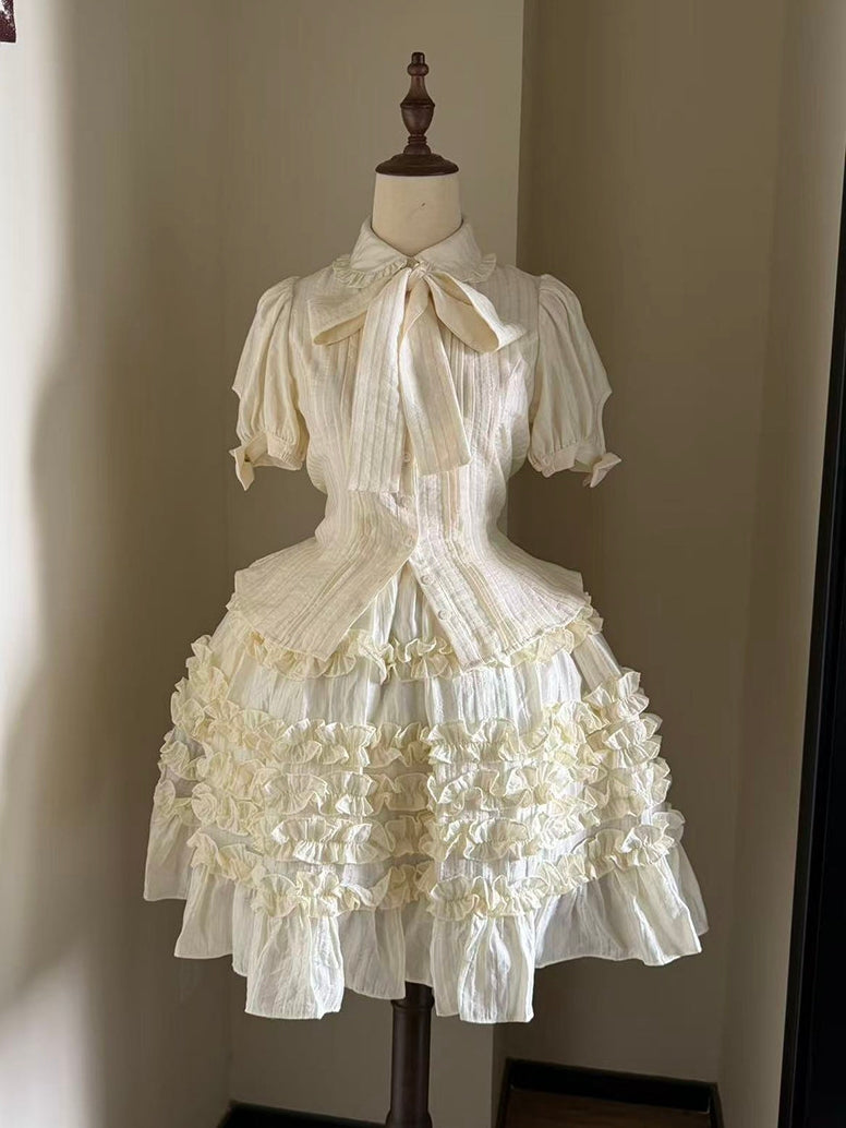 Mist Veil Sweet Cake‑Layer Lolita Mini Skirt