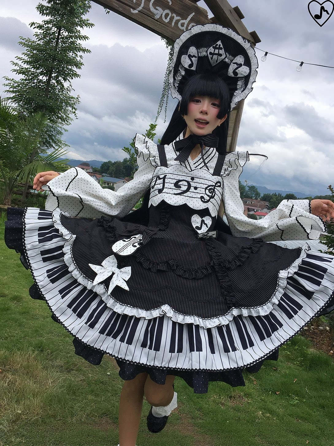 Rhythmic Notes Piano Key Gothic Classic Lolita JSK Full Set