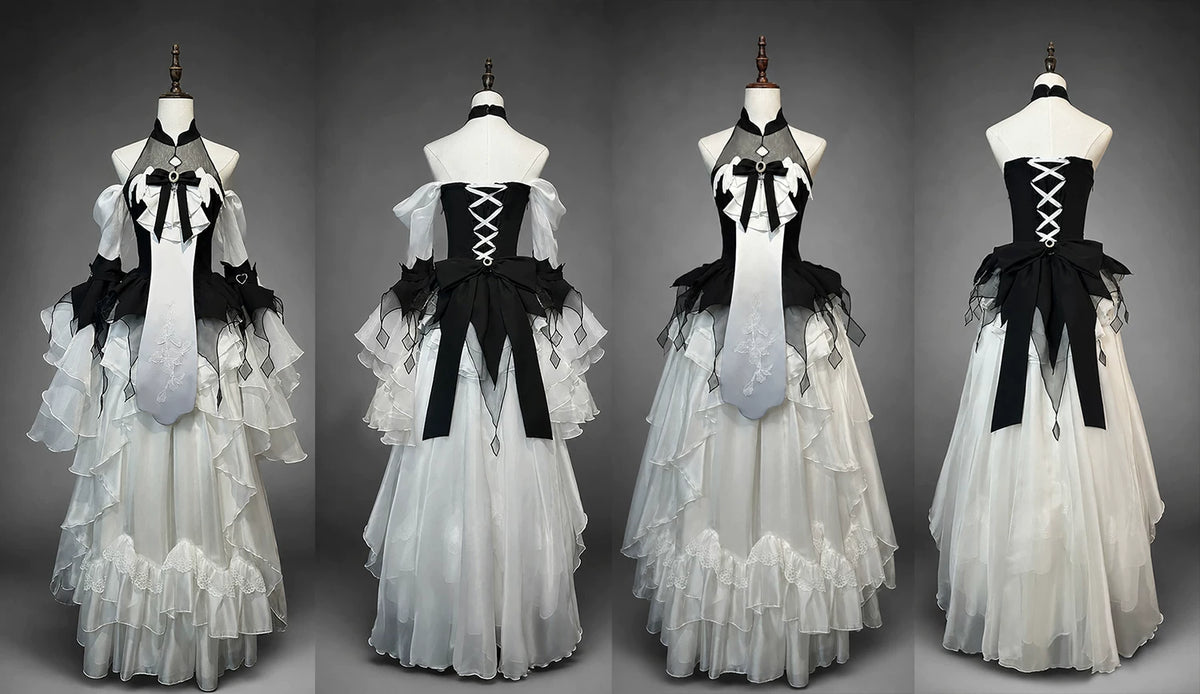White Crow Original Elegant Gothic Lolita Black White OP Dress
